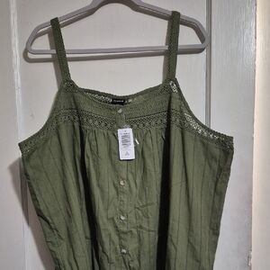 Torrid Olive Green Lace Trim Blouse